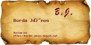 Borda János névjegykártya
