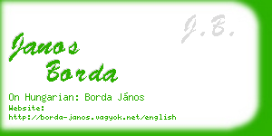 janos borda business card